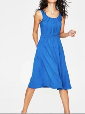 Boden Emmie Jersey Cyan Blue Dress Sleeveless 6